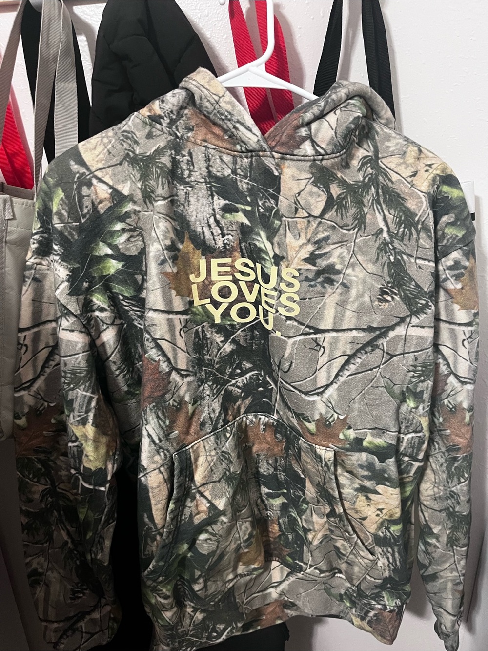Camouflage "Jesus Loves You" Hoodie - Green/Brown Camo